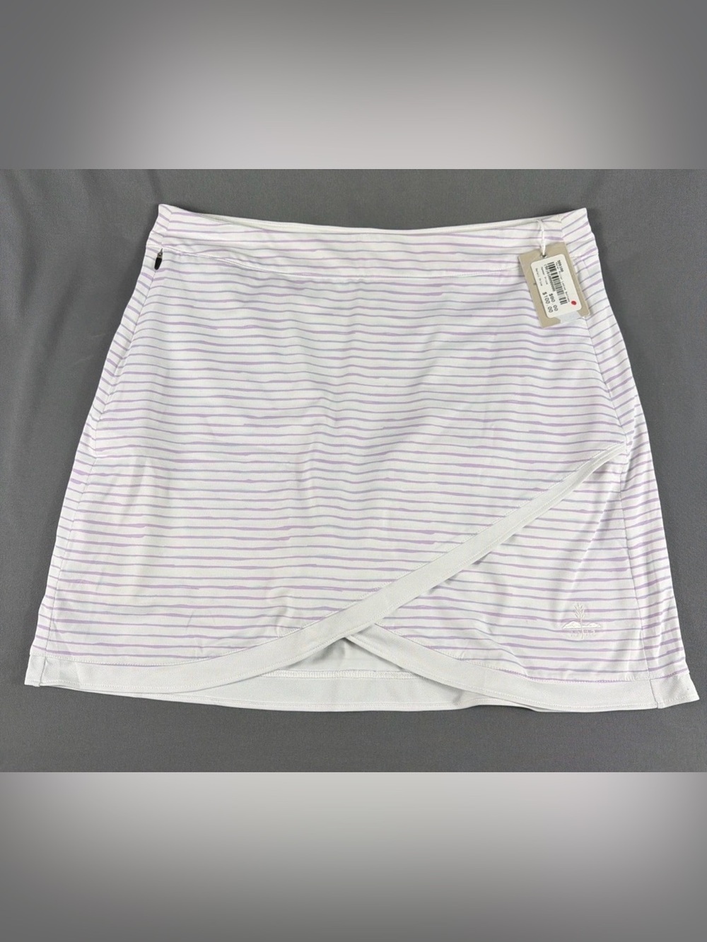 Peter Millar Womens Golf Skort Thigh Logo Striped Large White Purple MSRP $110